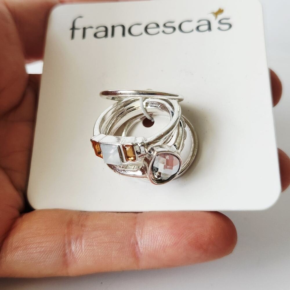 Francesca's Collection Elegant Silver Ring Stacking Set - Picture 3 of 14